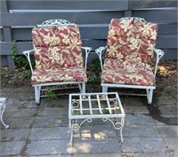 Iron patio chairs & ottoman