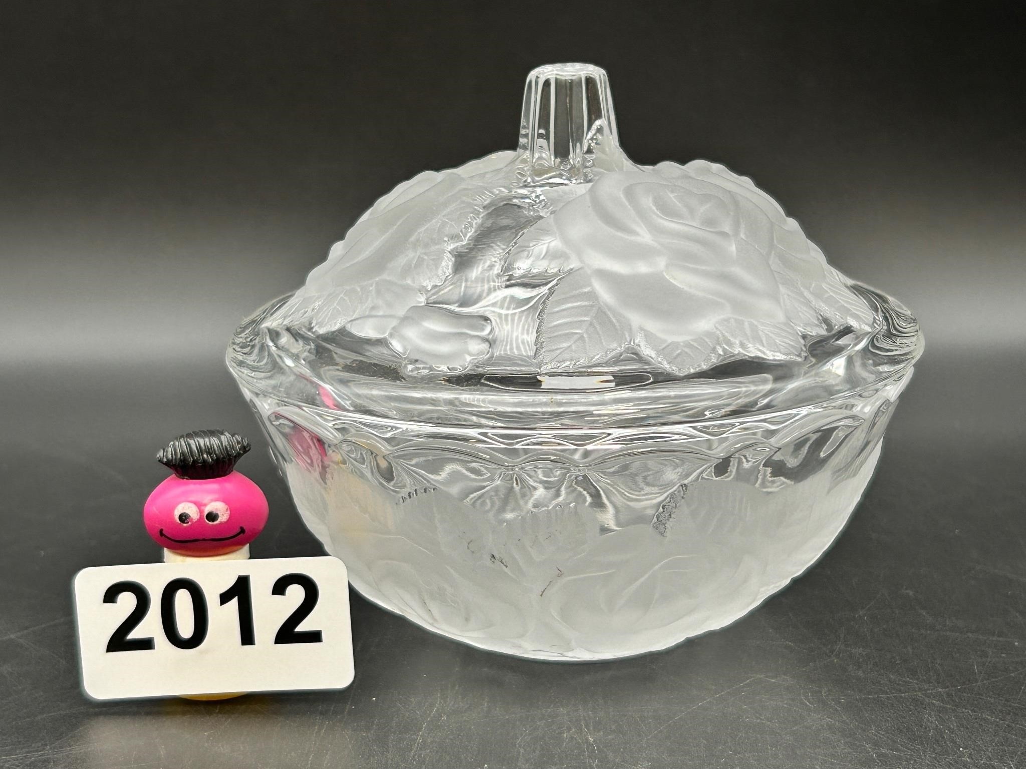 Embosses Roses Lidded Candy Dish