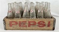 Vintage Pepsi Cola Wooden Crate W/ Bottles
