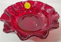 Vintage Ruby Red Glass Clam Shaped Candy Dish