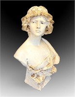 RICARDO AURILLI ART NOUVEAU CAST STEEL FEMALE BUST