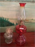 2 vintage oil lamps tallest is 18 inches