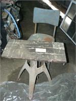 Cast iron table base, metal chair