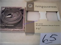 Salad plates & crystal sauce bowls, NIB