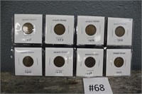 8 Wheat Cents various years 1917-1953