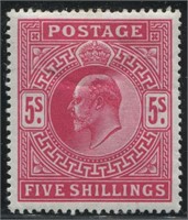 Great Britain 1902-11 #140 5sh Carmine Rose VF MH