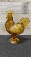 Vintage Westmorland Amber Glass Rooster Candy Dish