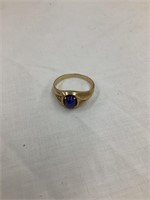 10K Gold Men’s Ring w/ Sapphire Stone & Side
