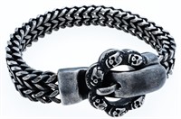 Stainless Steel Heavy Mesh Style Bracelet Skull Cl