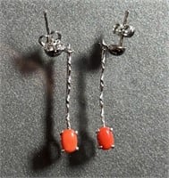 925 Sterling Silver Coral Earrings