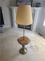 Brass & Wood Lamp Table 60" Tall
