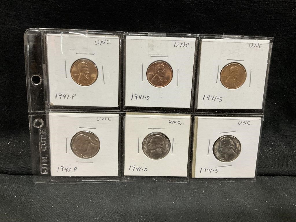 Six Uncirculated 1941 Coins