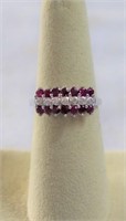 14k white gold  genuine ruby and diamond ring