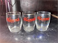 Set of 3 Hamm’s beer glasses.
