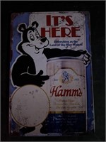 Hamms beer metal sign 12 x 8 inches