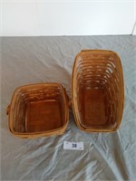 2 Longaberger Woven Baskets with Plastic Inserts