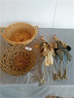 Stool with Woven Baskets and Geese
