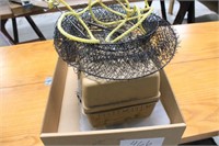 Tackle boxes w/contacts and fish net basket