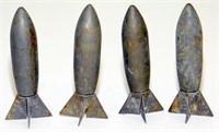 Lot of 4 WWII Era Metal Toy Bombs - 1.75 inches