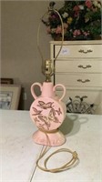 Vintage Pink Butterfly Lamp Top of Harp Measures