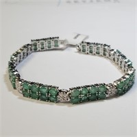 $2276 Silver Emerald 7.5"(9.1ct) Bracelet