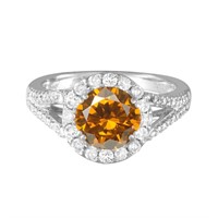 14KT White Gold 1.49ct Citrine and Diamond Ring