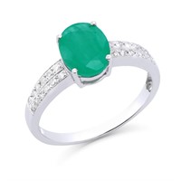 14KT White Gold 2.00ct Emerald and Diamond Ring