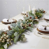 $70 6ft Mixed Snowy Garland