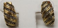 10K Yellow Gold 1.35 CTTW Diamond Estate Earrings
