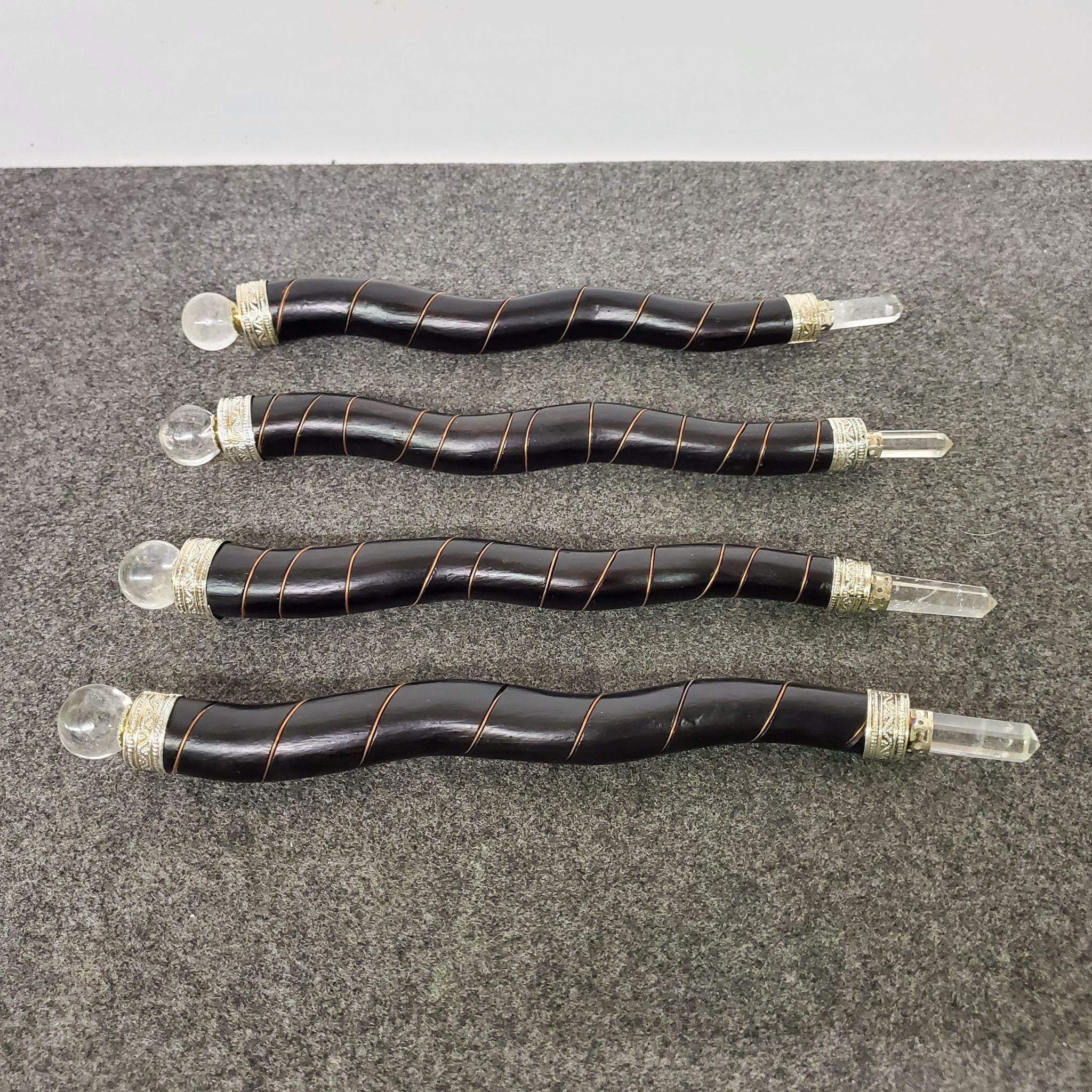 Lot Of (4) 9¼" Twisted Wood Healing Wands