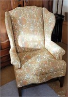 Vtg Sam Moore Floral Print Wingback Arm Chair