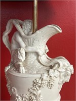 Unique Blanc Bisque Parian Bacchus Motif Lamp