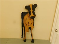 Wooden cow clock 30 in tall