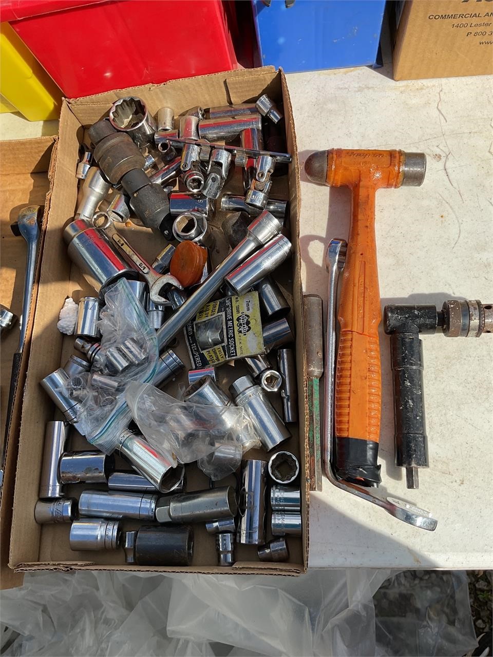 Assorted brand sockets and extra tools