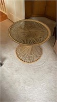 Mid Century wicker accent table 24x20 inches with
