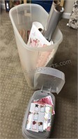 Christmas paper tub with bags tags and wrapping