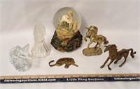 Unicorn Lot-Glass/Brass & Globe