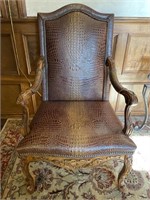 Paul Robert Leather Alligator Texture Arm Chair