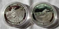 2 North American Fishing Club Silver Plated Coins