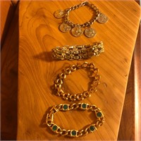 (4) Gold Tone & Silver Tone Mixed Bracelet Lot