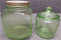 Uranium Depression Glass Jars