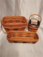ALL AMERICAN LONGABERGER BASKET SET WITH TIE ON