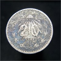 1906 Mexico 20 Centavos - 80% Silver