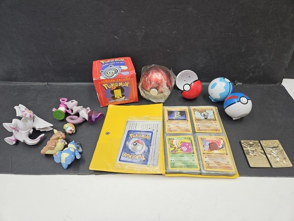 POKEMON Figures & Gold  Tone Cards & Balls