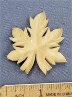 Old 2.25" ivory carving of a leaf pendent, by Ming