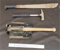 Box Folding Shovel, Rock Hammer, Machete