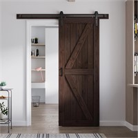 30in x 84in Brown Barn Door with 5ft Track Kit