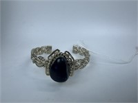 Braded Cuff Bracelet With Black Onyx