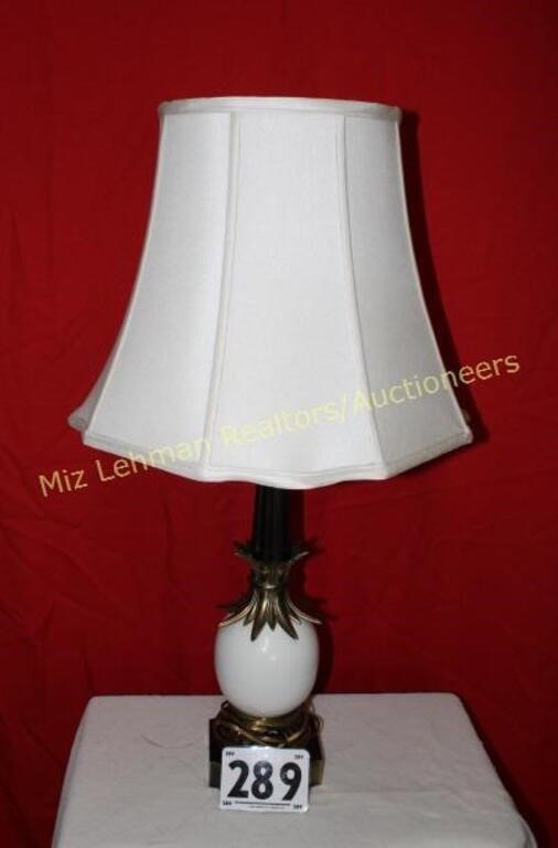 Table Lamp--Brass/Porcelain Ostrich 35" T