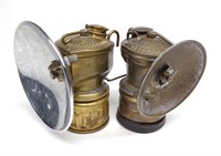2 Antique Coal Miner's Helmet Lamps
